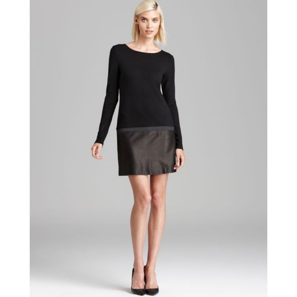 $425 Theory Keiran Black Lambskin and Wool dress - Picture 5 of 6